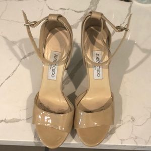 Jimmy choo patent leather platform heel tan 37.5